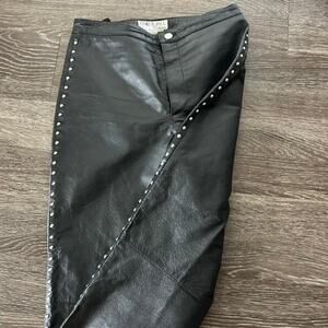 EUC Vintage Tower Hill Black Leather Studded Pants Size 6  Y2K Rocker Moto